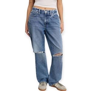 NWT Good American Plus Size Good Petite 90s Mid Rise Baggy Straight Jeans 18